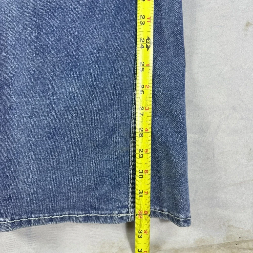 NWT True Religion Joey Womens Flare Jeans Blue Denim Mid Rise Flap Pockets 29‎